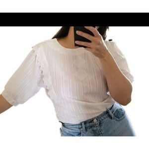 Country cottage core French bell sleeve blouse